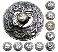 AAR Men,s Scottish Irish Shamrock Kilt Brooch Fly Plaid Antique/Chrome Finish 3" (7cm) diameter S, 3" (7cm), Brass, no gemstone