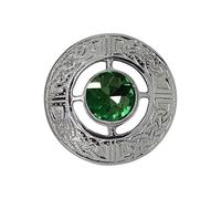 AAR Men's Scottish Celtic Kilt Fly Plaid Brooch 3" in Various Color Stones, Standard, Brass, no gemstone