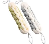 AARAINBOW Back Loofah Sponge 2 Packs, Bath Back Scrubber Long Stretch, Bath Body Spong Shower Scrubber with Rope Handles, Exfoliating Body Loofah for Men Women (Gray+Green)