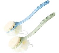 AARAINBOW Bath Body Brush Long Handled Sponge, 2 Packs Back Loofah Scrubber, Back Brush Long Handle for Shower, Exfoliating Shower Brush Loofah Bath Sponge for Women Men Elderly (Blue+Green)