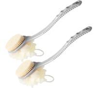 AARAINBOW Bath Body Brush Long Handled Sponge, 2 Packs Loofah Back Scrubber, Back Brush Long Handle for Shower, Exfoliating Shower Brush Loofah Bath Sponge for Women Men Elderly (2 Gray)