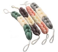 AARAINBOW Long Stretch Back Sponge 4 Packs, Back Scrubber Bath Shower Mesh Sponge with Rope Handles, Exfoliating Body Scrubber Braided Loofah for Men and Women (B-1 Grey+1 Green+1 Pink+1 Coffee)