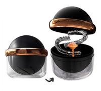 AARAINBOW Retainer Cleaner Case, Clear Denture Case, Large Denture Bath Box with Strainer Basket, Retainer Storage Soak Container for Travel, Mouth Guard Cleaning Case Braces Holder Cup (A Black)