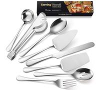 AARAINBOW Serving Utensils Set Large, 8 Pcs Serving Utensils for Parties, Stainless Steel Serving Set with Serving Spoons for Buffet, Hostess Serving Utensils(Silvery)