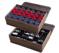 AARAINBOW Underwear Socks Ties Storage Organizer 2 Packs, Foldable Closet Drawer Organizer with Lids, Wardrobe Storage Boxes for Scarves and Lingerie (30 Cell, 2 Coffee)