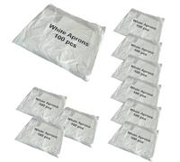 Aardvark Janitorial Supplies Disposable White Flat Pack of 1000 Aprons (10 Packs of 100 White Aprons)