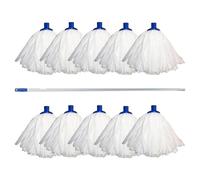 Aardvark Janitorial Supplies Professional Super White Colour Coded Mop Heads and One Mop Handle (Blue)