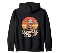 Aardvark Pays Off Retro Sunset Hard Work Hustle Zip Hoodie