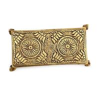 AargKraft Brass Pooja Mandir Chowki Peetha Peeta God's Stool - Puja Articles Length - 4.2" Inches (Small), Religious