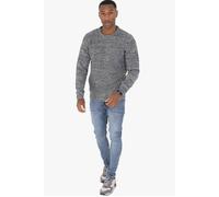AARHON Men's Mens Crew Neck Marl Jumper Long Sleeved Fine Knit Neutron Sweater in Dark Grey | Size: XL AARHON Dark Grey XL