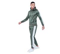 Aarhon Mens Pullover Tracksuit Boys Side Tape Tracksuit Sizes S - XL (L, Khaki)