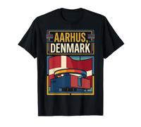 Aarhus Denmark Modern Travel Danish Flag Graphic T-Shirt