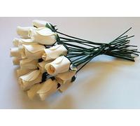 Aariel's Attic 24 Beautiful Realistic Ivory White Wooden Roses