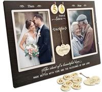 A'arkaJ 50th Anniversary Picture Frame for Parents, 1-99 Years Then & Now Anniversary Frame, Gift for Couple, Husband and Wife, Wedding Keepsake with Number Inserts
