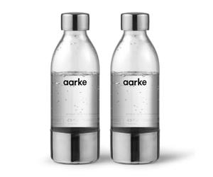 aarke 2-pack Small PET Bottle for Sparkling Water Maker Carbonator 3 | BPA free and Detals in Steel, 450ml