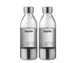 aarke 2-pack Small PET Bottle for Sparkling Water Maker Carbonator 3, BPA free with Details in Steel, 450ml, AASPB1-STEEL