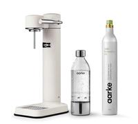 Aarke Carbonator 3, Sparkling Water Maker in Stainless Steel, Matte White Finish + 60 Litre Cylinder with Renewable CO2