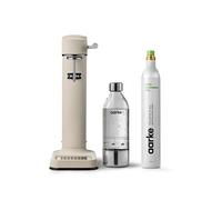 Aarke Carbonator 3, Sparkling Water Maker in Stainless Steel, Sand Finish + 60 Litre Cylinder with Renewable CO2