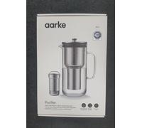 Aarke Purifier, Water Filter Pitcher in Glass and Stainless Steel, 2.4L / 10 cups, Includes Aarke Pure Filter Refill Bag