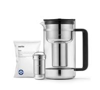 Aarke Purifier Large, Water Filter Jug in Glass and Stainless Steel, 2.8L / 12 Cups, Includes Aarke Pure Filter Refill Bag