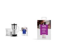 Aarke Purifier, Water Filter Jug in Glass and Stainless Steel (2.4L/10 Cups) & 3-Pack Enriched Filter Refill Bags - Increases The pH Value, Adds Magnesium, Reduces Unwanted Tastes and Heavy
