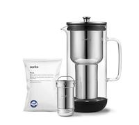 Aarke Purifier, Water Filter Pitcher in Glass and Stainless Steel, 2.4L / 10 cups, Includes Aarke Pure Filter Refill Bag