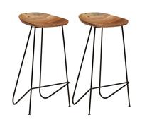 aarna wooden bar stools with black steel frame in a pair