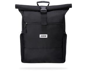 AARON Backpack for Men and Women, Beautiful and Practical, for University, Travel, Leisure, Job, Rolltop Backpack with Laptop Compartment and Anti-Theft Bag, Black and Flowers, Midnight Black, 18-26L