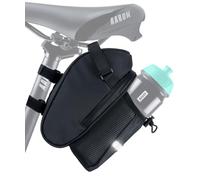 AARON Bicycle Saddle Bag with Bottle Holder, Water-Repellent, Reflective, 1.8L, Black