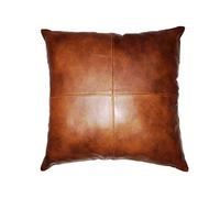 Aaron Craft Tan Lambskin Leather Cushion Pillow 18X18