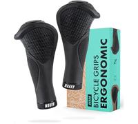 AARON Ergonomic bicycle grips with gel cushioning, ergonomic handlebar grips made of non-slip rubber, handles suitable for e-bike, trekking bike, mountain bike, city bike, touring bike, black