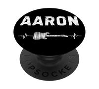 Aaron Guitar Heartbeat Music Guitarist Retro Vintage PopSockets Adhesive PopGrip