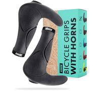 AARON Horn - Handlebar Grips with Gel Cushioning - Ergonomic Handlebar Horns Made of Non-Slip Rubber - Bicycle Grips for E-Bike, Trekking Bike, Mountain Bike, Touring Bike in Black