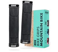 AARON MTB Non-Slip Rubber Bicycle Grips, Sporty Lock-On Handlebar Grips with Trendy Design, Gel Grips with Handlebar End Caps, Mountain Bikes, Trekking Bikes, E-bikes, Fixie Bikes, Black