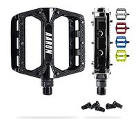 AARON - Rock Aluminium Mountain Bike Pedals with Industrial Ball Bearings - Anti-Slip with Replaceable Pins - Platform Pedal for E-bikes, MTB, Trekking Bikes - Black