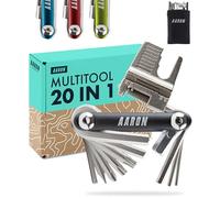 AARON Tool 20 in 1 Multitool - Bicycle Multifunctional Tool Made of Stainless Steel/Aluminium - Foldable Mini Bicycle Tool with Many Functions - Practical Bike Tool in Black