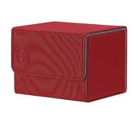 Aaron tool Deck Box with 100 Pcs Card Sleeves for MTG Cards - Commander Deck Box Fits 100 Sleeved Cards - Card Storage Box in PU Leather for CCG TCG (Red) 4.1 in x 3.1 in x 3.5 in