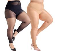 Aaronano Footless Tights for Women Plus Size Dance Ballet Pantyhose in Black and Nude