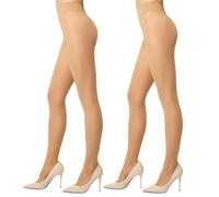 Aaronano Rip Resistant Tights Women Indestructible High-waisted Pantyhose | 2 Pairs Ladder Rresistant Semi-transparent Tights Elastic T-Crotch Black Nude S-XL