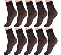 Aaronano Women's 10 Pairs Sheer Ankle High Socks 20 Denier Transparent Everyday Nylon Ankle Pop Socks Black