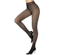 Aaronano Women's Fleece Lined Fake Translucent Tights Thermal Warm Cozy Leggings Tights for Women Winter Cream S-M