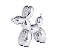 Aartihejoy Ceramic Silver Balloon Dog Statue 4.3" Art Decor Sculpture