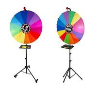 Aartner 24-inch Spinning Wheel with Bottom Wheel,14 Colors Spin The Wheel With Shelf Stand,Fortune Doodle Game Spinner with Erasable Marker (With wheels)