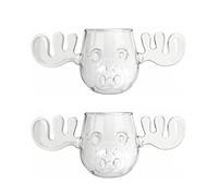 Aartner Christmas Glasses, Eggnog Moose Mug, Christmas Vacation Moose Mug, Creative Moose Shot Glass Made of Glass, Holiday Gifts (2, 400ml/min)