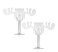 Aartner Christmas Glasses, Eggnog Moose Mug, Christmas Vacation Moose Mug, Creative Moose Shot Glass Made of Glass, Holiday Gifts (2, 235ml/min)