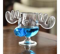 Aartner Christmas Moose Mug - 8 Oz Glass Mug, Vacation Movie Theme, High Temp Resistant Deer Antler Design