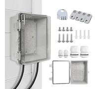 Aartner Distribution Box with Top-Hat Rail Outdoor Waterproof 21cm, Waterproof Distribution IP66, Surface-Mounted Junction Coffer, Switch Box Outdoor Use with Mounting (220*170*110mm Transparent Door)