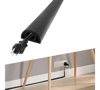 Aartner Floor Cord Covers cable trunking for electric cables,self adhesive conduit wire tv cable hider flexible,wall cable management kit extension lead cover for wires floor (Black-2M)
