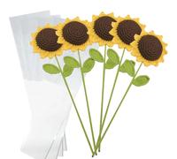 Aartner Handmade Crochet Flower Bouquet, Crochet Sunflower Gifts for Women, Artificial Flowers Knitted Sunflowers Bouquet Emotional Support, Birthday, Graduation Gifts (5 PCS)