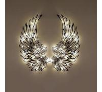 Aartner Large 45CM 1 Pair Vintage Led Angel Wings Wall Art - Glowing 3D Wings Wall Sculpture Light Up Decoration - Suitable for Living Room and Garden Decoration (Batteries not Included)